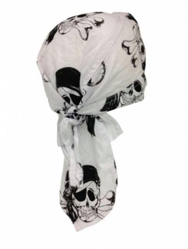 Rocker Bandana Cap Weiß & Totenkopf