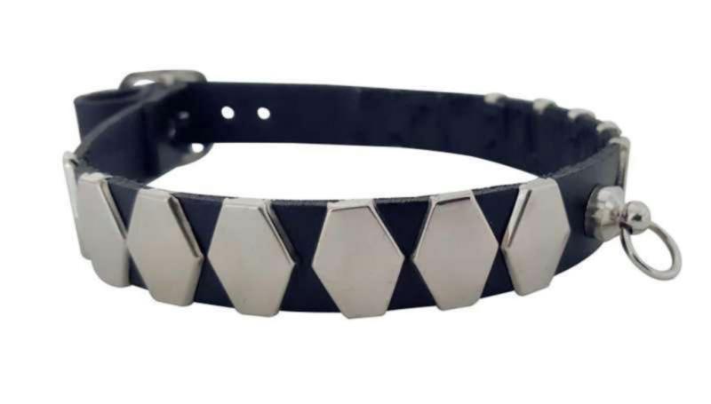 Gothic Halsband Hexagon Nieten & Ring