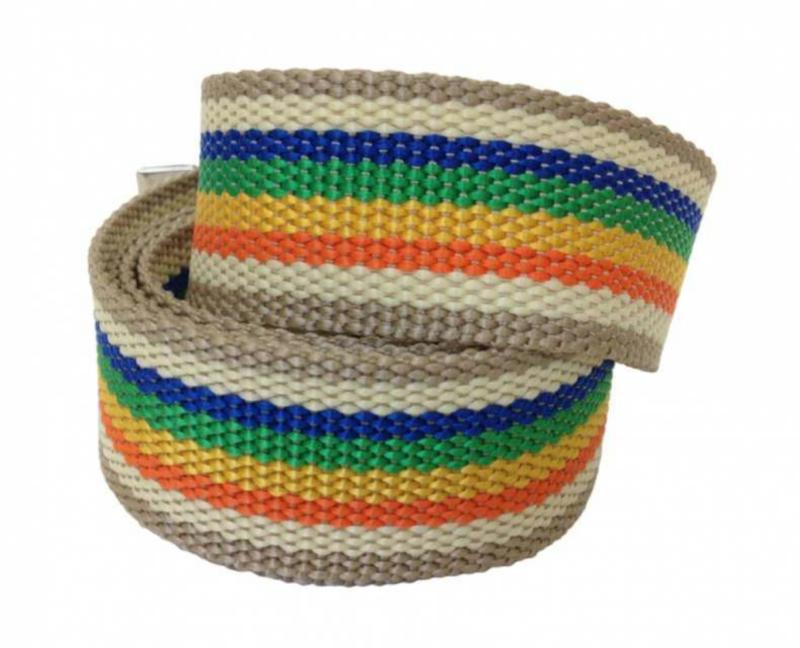 Canvas Kindergürtel Braun & Regenbogen