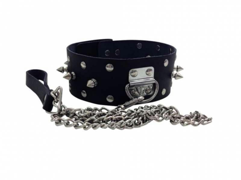 Leather Collar With Leash