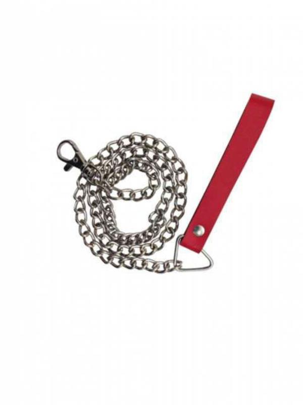 Red Leather Collar With Leash