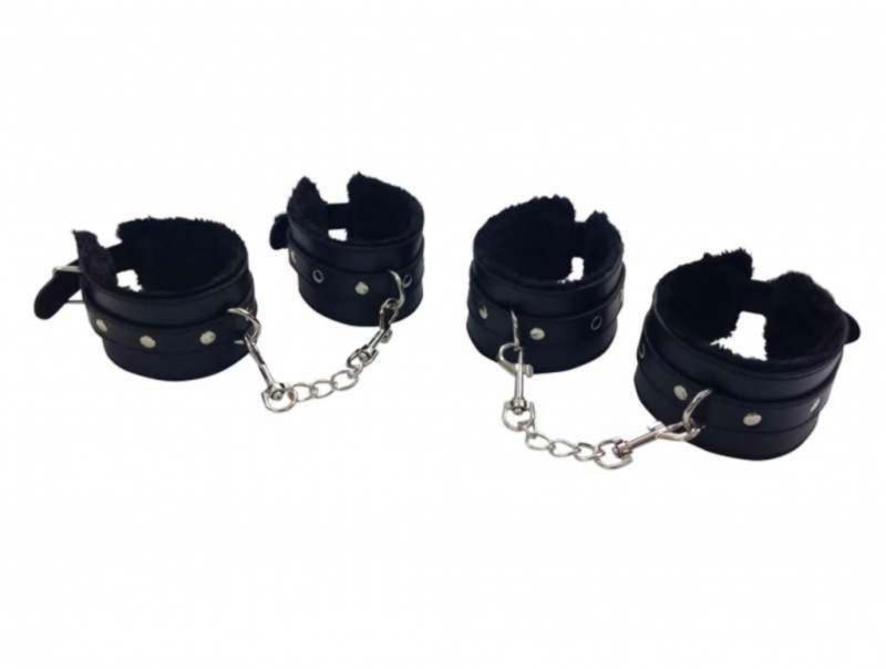 Black Wrist and Ankle Bondage Set