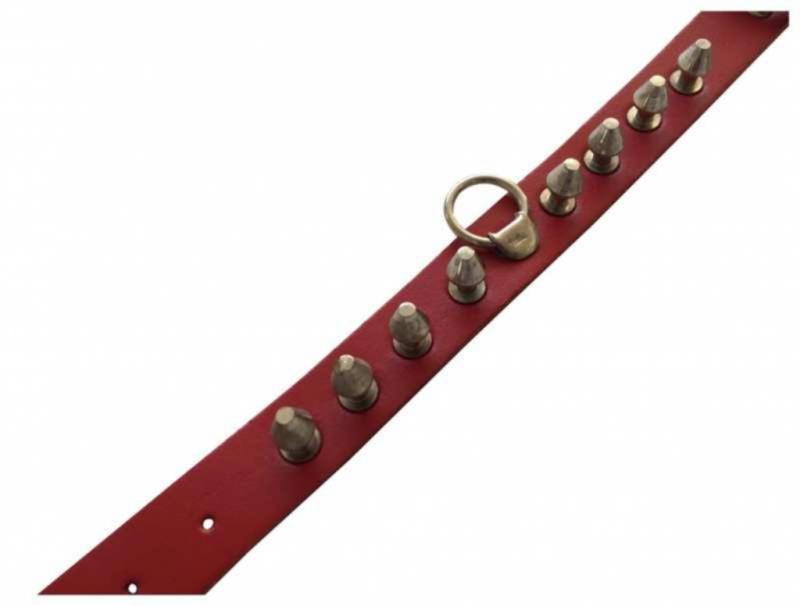Killer Studs Fetish Leather Wristband In Red
