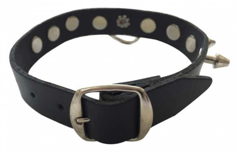 Black Fetish Leather Wristband With Killer Studs
