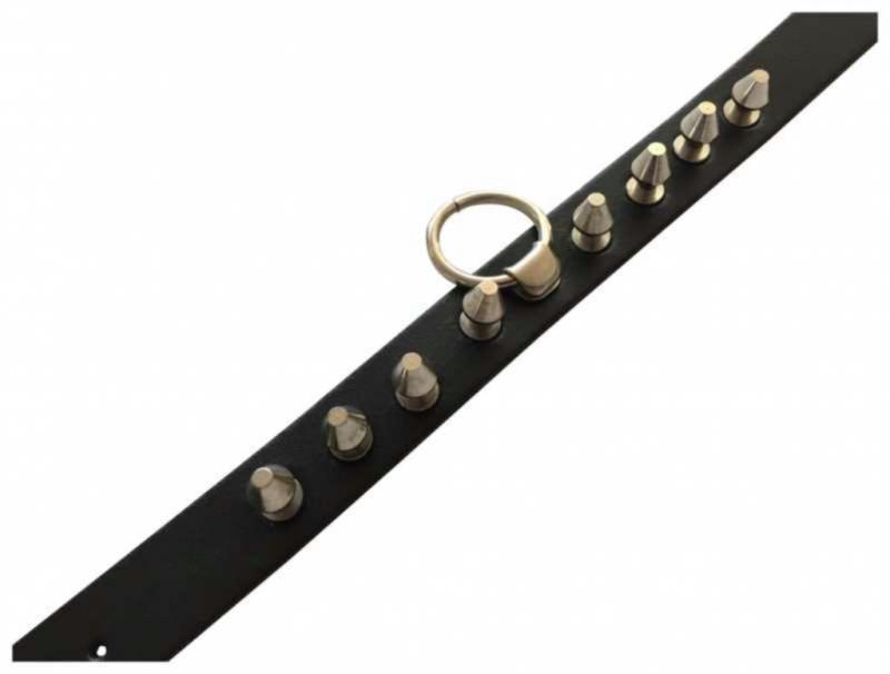 Black Fetish Leather Wristband With Killer Studs