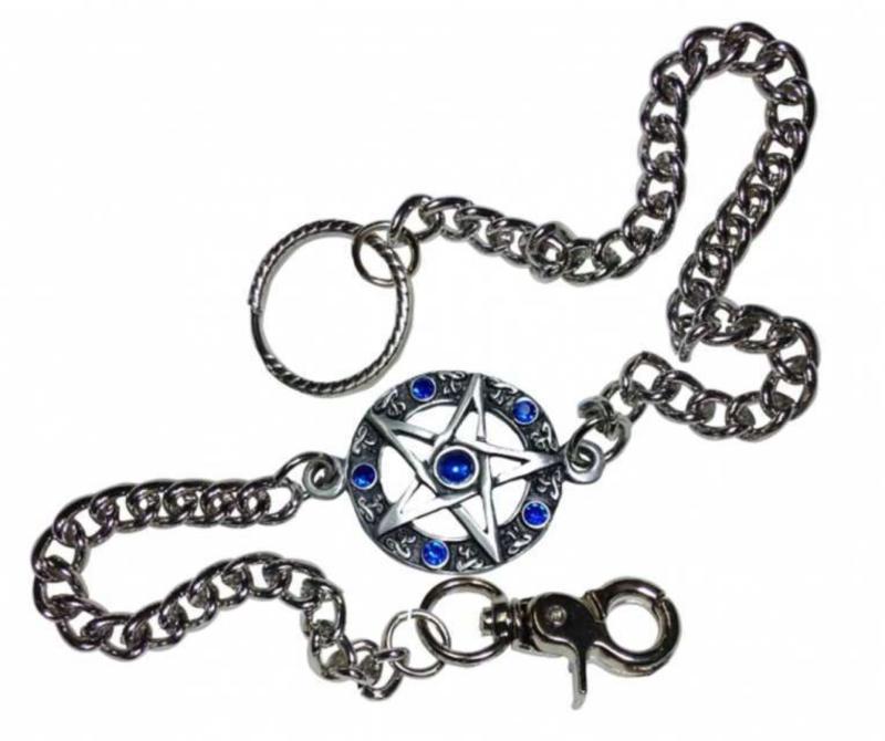Schlüsselkette Pentagramm Mit Blauen Steinen