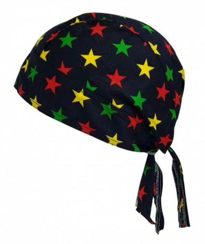 Rocker Bandana Cap Schwarz Mit Sternen