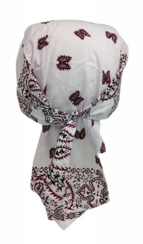 Rocker Bandana Cap Weiß Weinrot