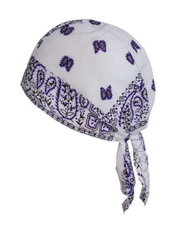 Rocker Bandana Cap Weiß Lila Batik Paisley