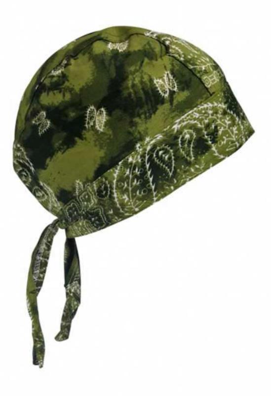 Rocker Bandana Cap Olivgrünes Batik Paisley