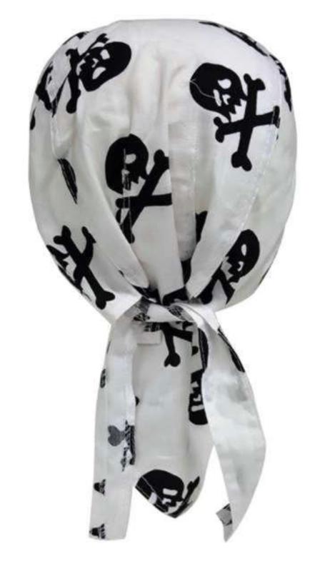 Rocker Bandana Cap Weiß Totenköpfe