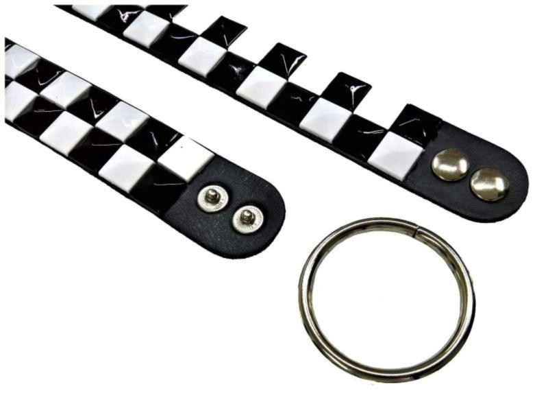 Black & White Pyramid Studded Wrist Bondage Set