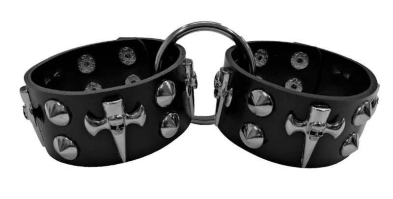 Cross And Skull Studs Wrist Bondage Set