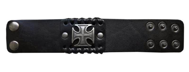 Lederarmband Schwarz Eisernes Kreuz