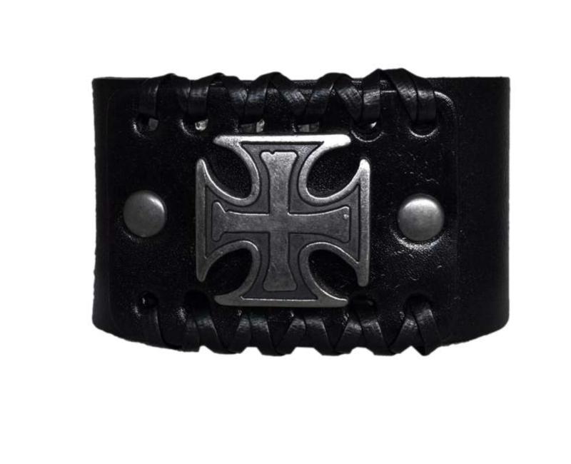 Lederarmband Schwarz Eisernes Kreuz