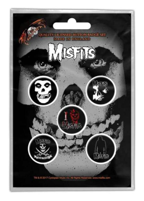 Misfits Skull Button Badge Pack