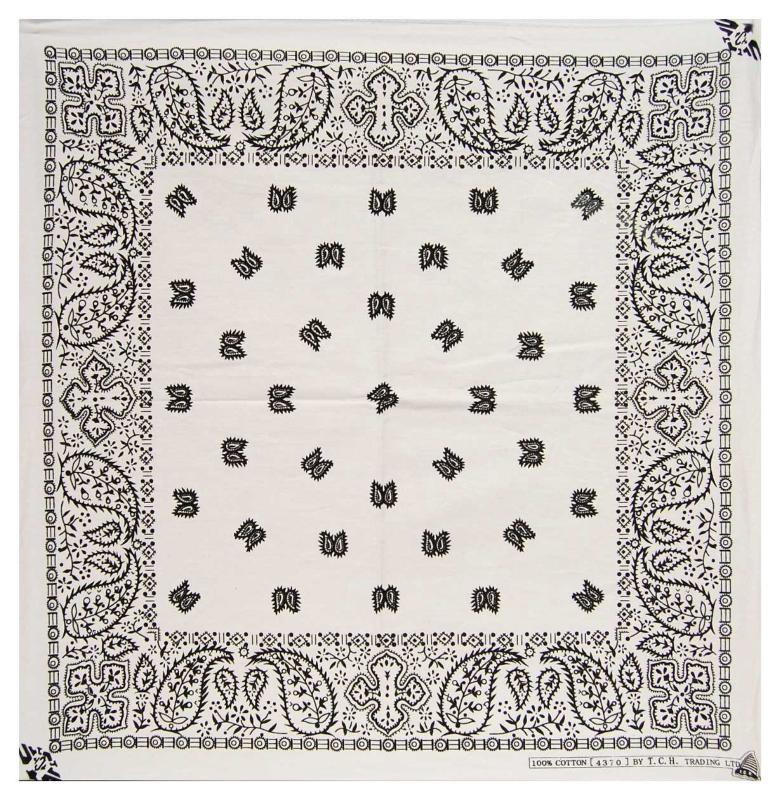 XL Bandana Scarf Paisley White Black