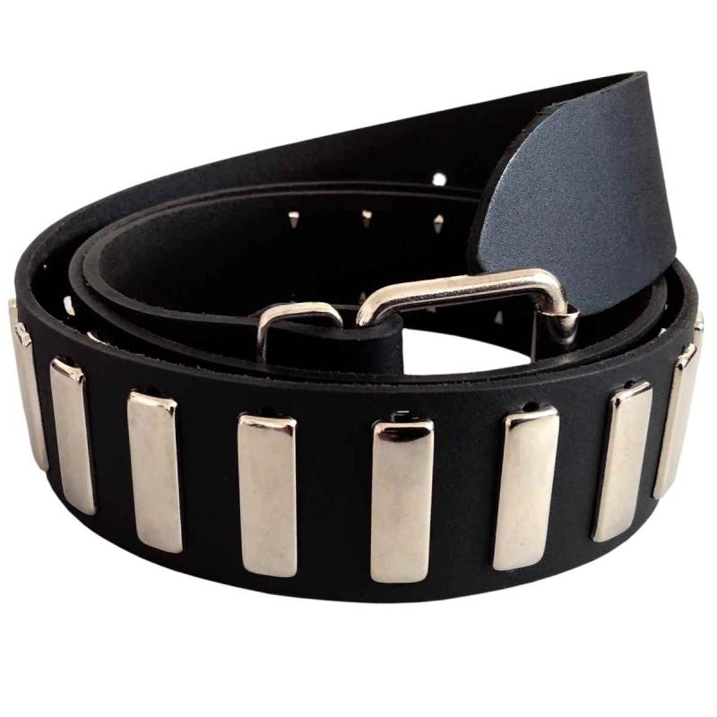 Leather belt flat studs