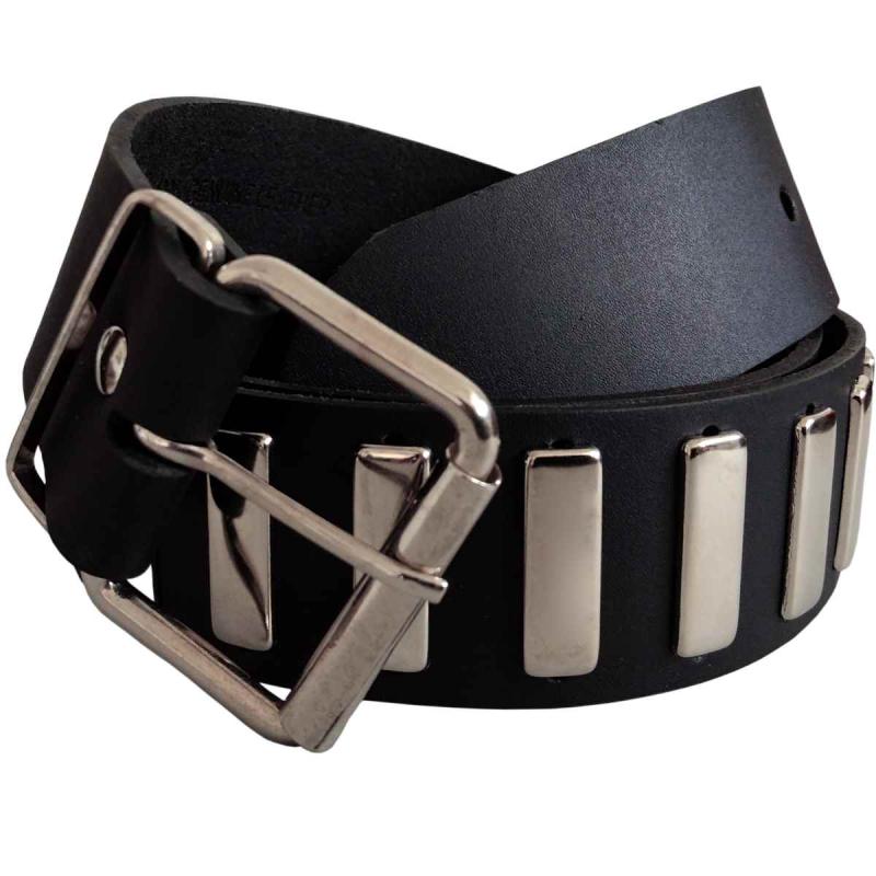 Leather belt flat studs