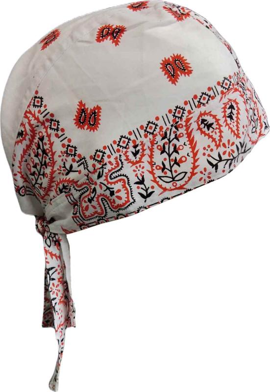 Rocker Bandana Cap Paisley Weiß Orange