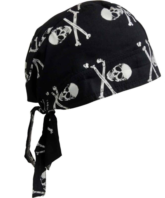 Fitted Bandana Cap Pirate Skull Black