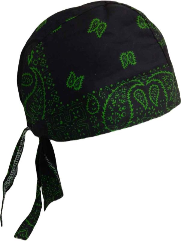 Biker Bandana Cap Paisley Schwarz Grün