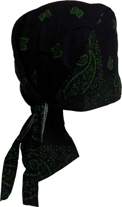 Biker Bandana Cap Paisley Schwarz Grün