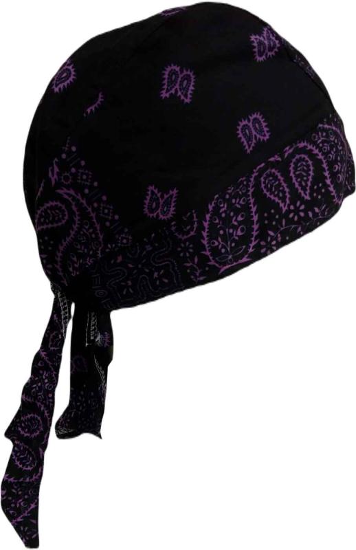 Fitted Bandana Cap Paisley Black Purple