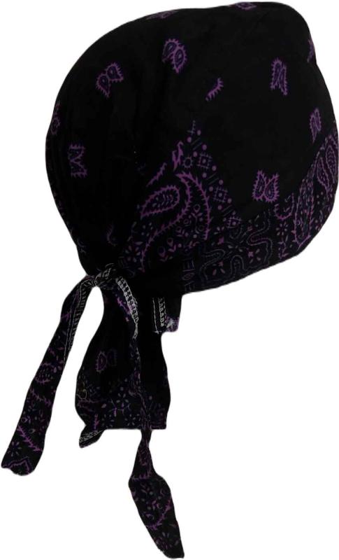 Fitted Bandana Cap Paisley Black Purple