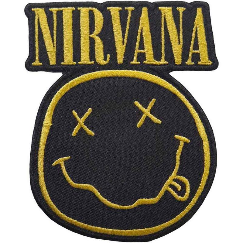Gestickter Aufnäher Nirvana Logo & Smiley Aufbügel Patch