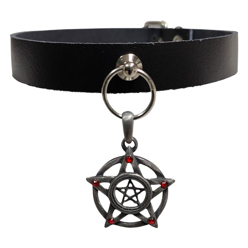 Drudenfuß Halsband Rote Steine