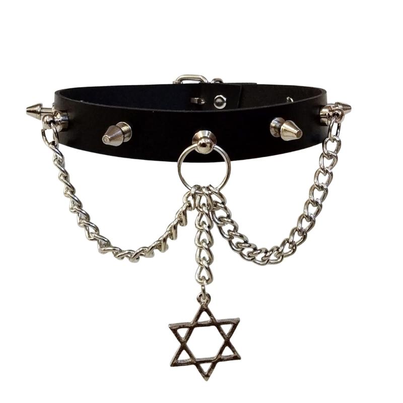 Leder Choker Mit Killernieten Und Davidstern