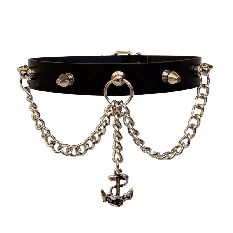 Leder Choker Mit Killernieten Und Anker