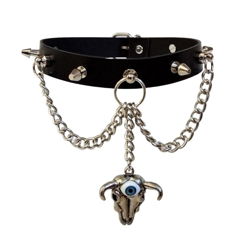 Leder Choker Killernieten Bullenkopf