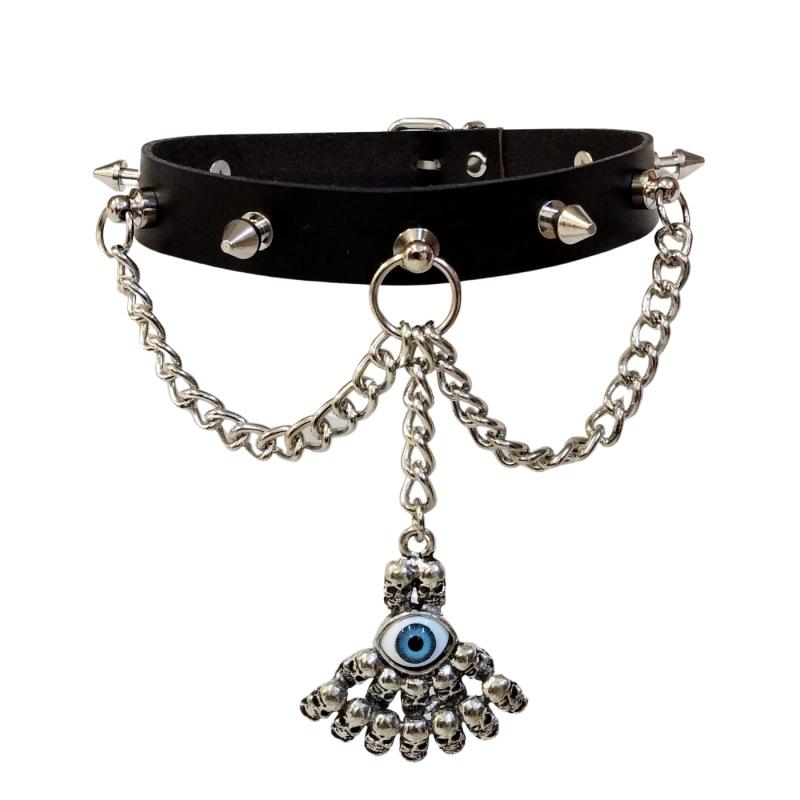 Leder Choker Killernieten Totenköpfe