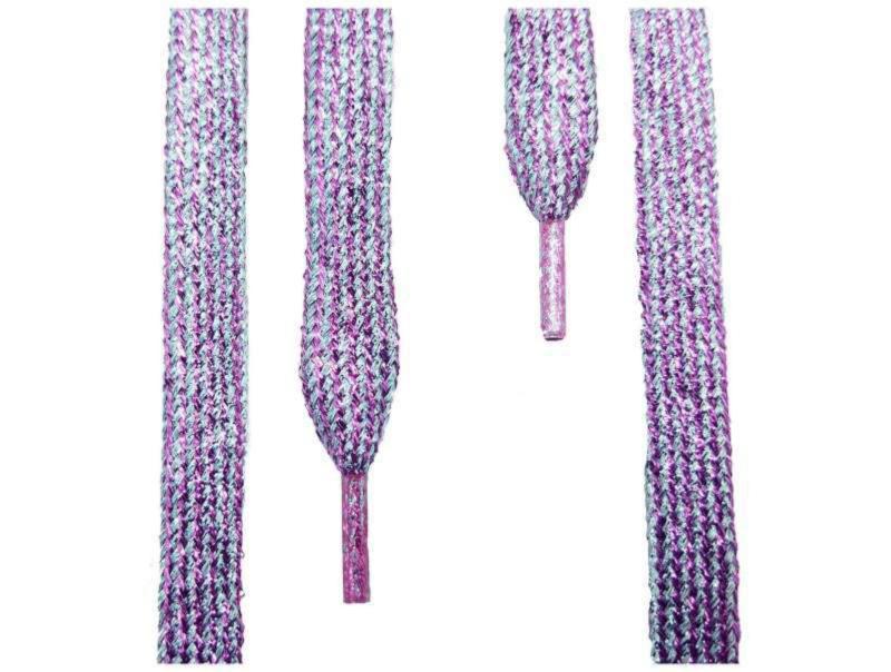 Glitzerschnürsenkel Pink & Silber Streifen