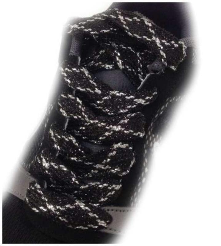 Glitzerschnürsenkel Schwarz & Silber