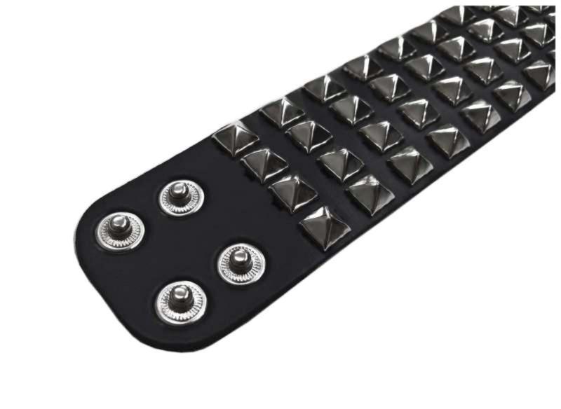 Leatherette Cuff Wristband Small Pyramid Studs