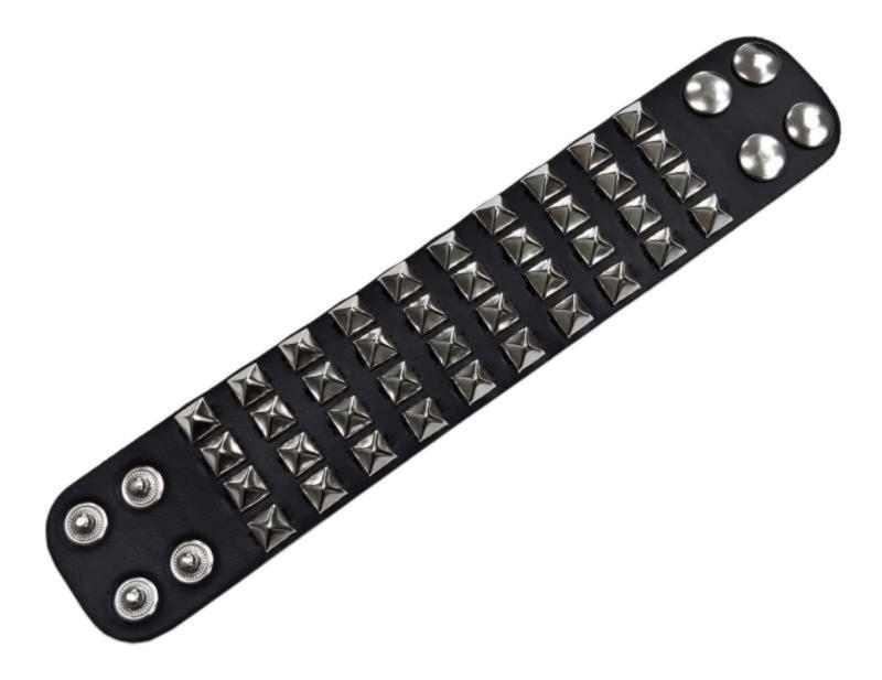 Leatherette Cuff Wristband Small Pyramid Studs