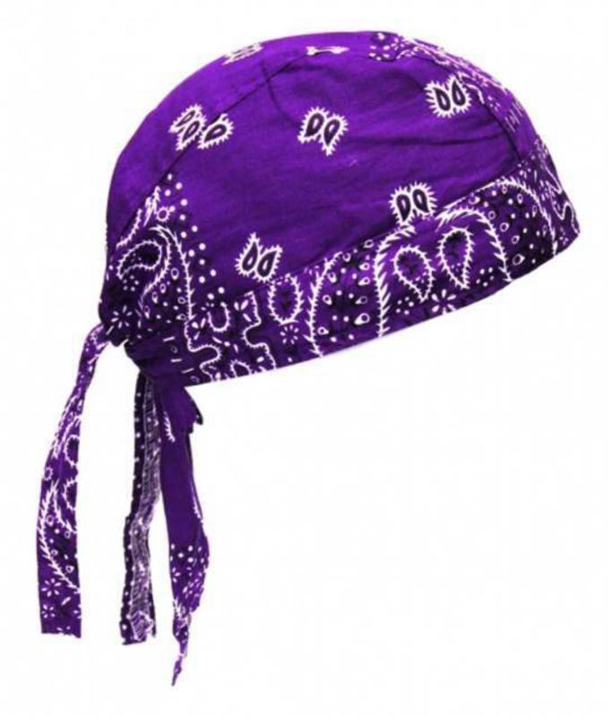 Fitted Biker Bandana Paisley Purple White