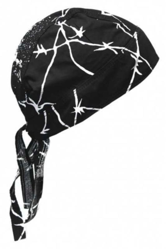 Fitted Bandana Cap Biker Skull With Wires