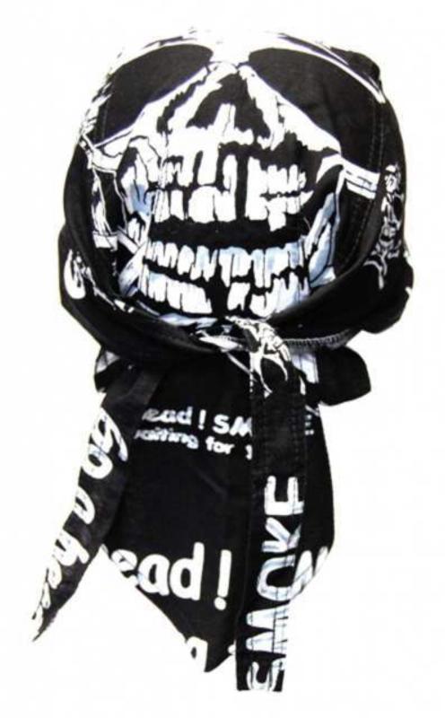 Rocker Bandana Cap Schwarz Totenkopfmund