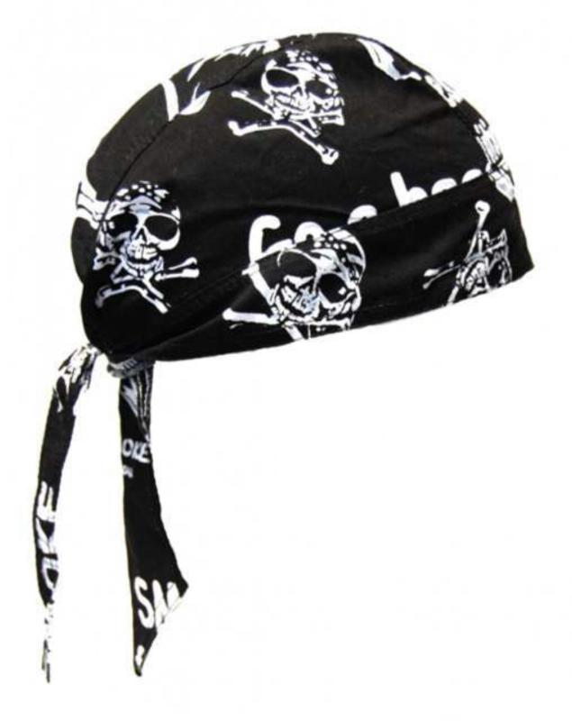Rocker Bandana Cap Schwarz Totenkopfmund