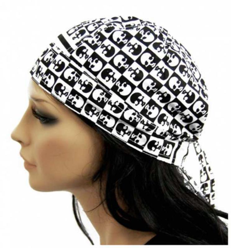 Biker Bandana Cap Schwarz Weiß Totenköpfe