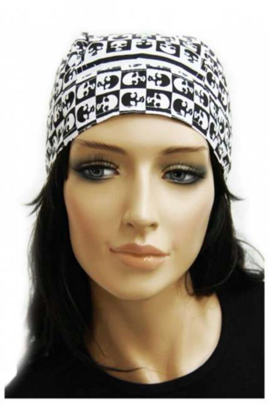 Biker Bandana Cap Schwarz Weiß Totenköpfe