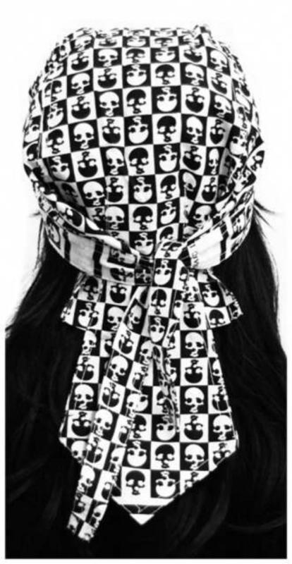 Biker Bandana Cap Schwarz Weiß Totenköpfe