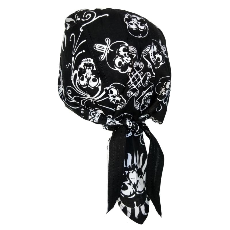 Bandana Cap Totenkopf Schwarz-Weiß