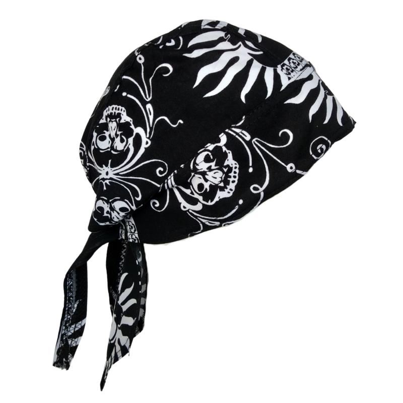 Bandana Cap Totenkopf Schwarz-Weiß