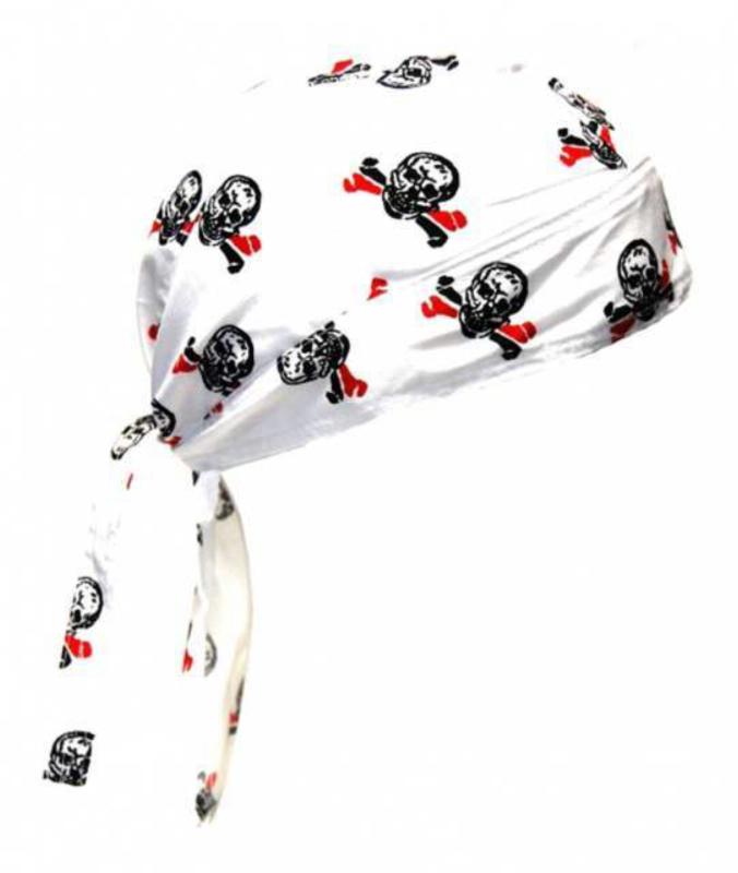 Fitted Bandana White Skulls With Red Bones