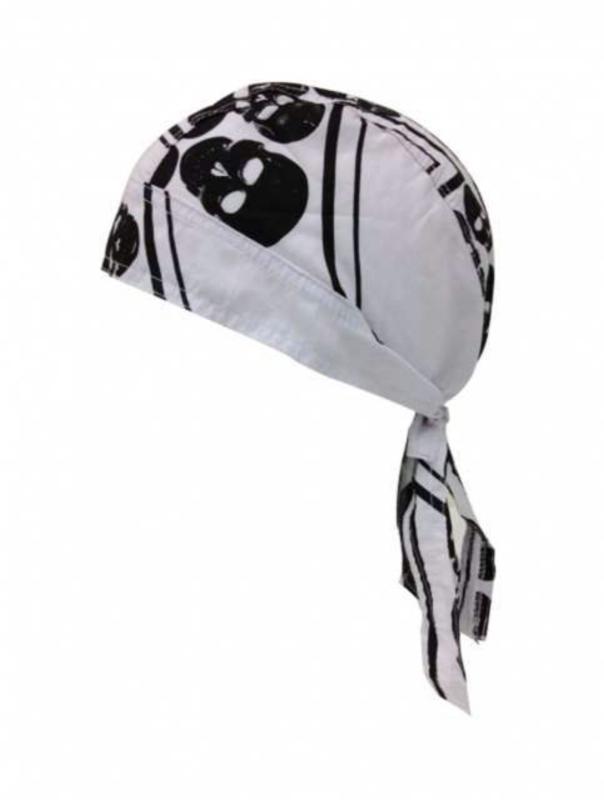Rocker Bandana Cap Weiß Schwarz Totenköpfe